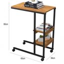 Ver imagem 3 de Mesa Lateral de Apoio Industrial com Rodízio Fit Yescasa Marrom