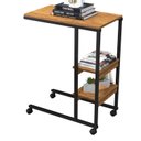 Ver imagem 2 de Mesa Lateral de Apoio Industrial com Rodízio Fit Yescasa Marrom