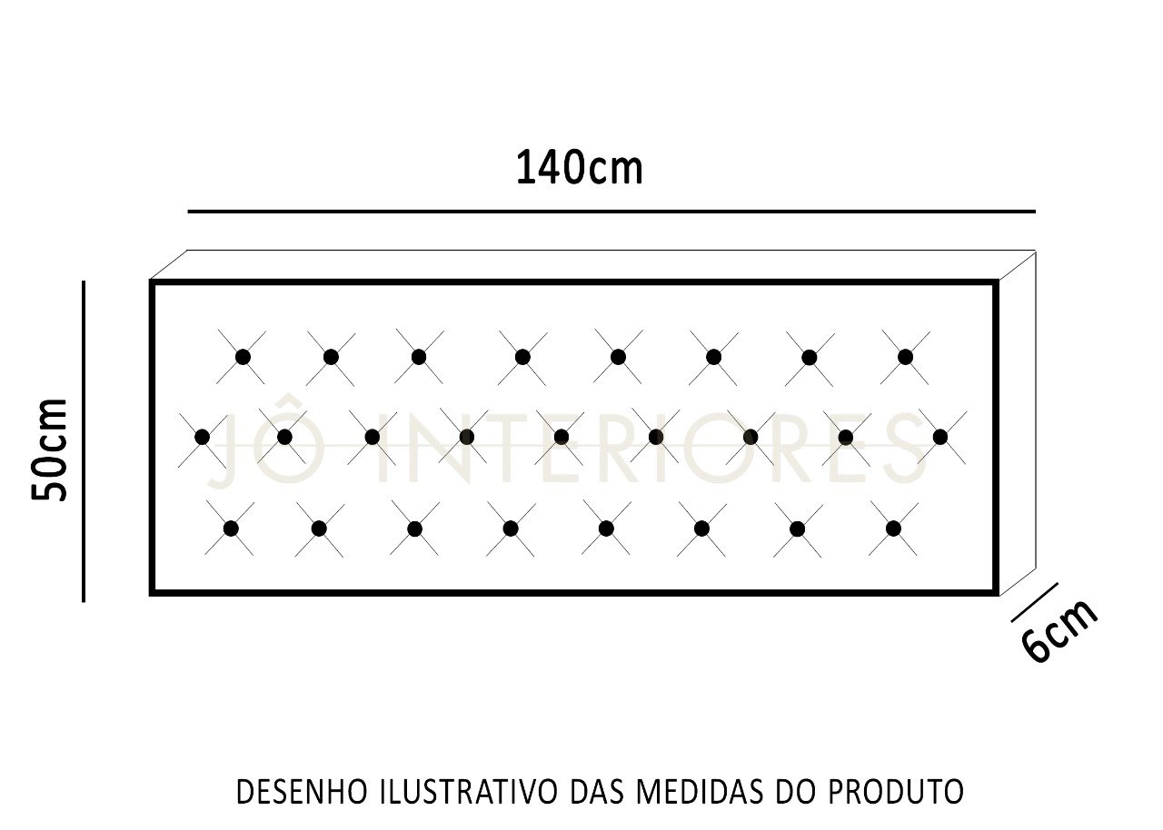 Cabeceira Estofada de Casal 140x50cm Cor Marrom Escuro Botões Na Mesma Cor - Alta Qualidade - 2