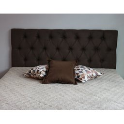 Cabeceira Estofada de Casal 140x50cm Cor Marrom Escuro Botões Na Mesma Cor - Alta Qualidade - 1