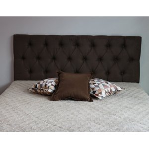 Cabeceira Estofada de Casal 140x50cm Cor Marrom Escuro Botões Na Mesma Cor - Alta Qualidade