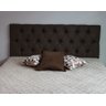 Cabeceira Estofada de Casal 140x50cm Cor Marrom Escuro Botões Na Mesma Cor - Alta Qualidade - 1