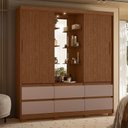 Ver imagem 5 de Guarda-Roupa 2 Portas e 6 Gavetas Atena Marrom/Nogueira/Capuccino