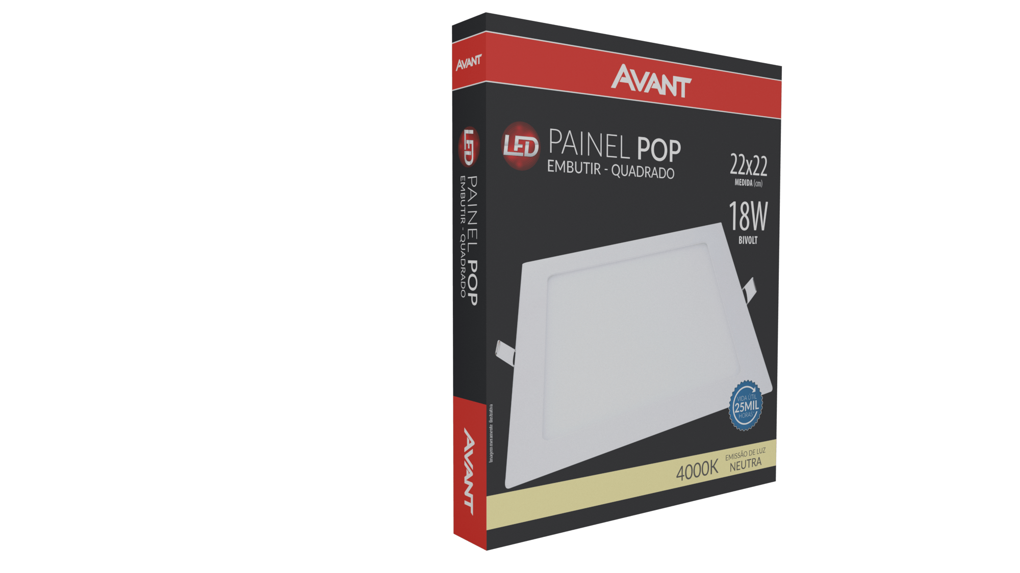 Painel Led Embutir 18w 4000k Quadrado Pop Bivolt Avant - 2