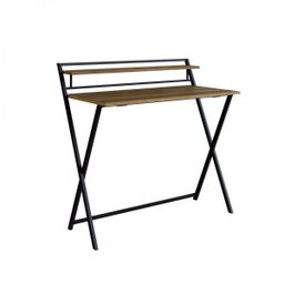Escrivaninha Mesa Escritório Dobrável SW014 1 Prateleira 93cm Preto E Noce Oro - 2