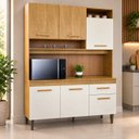Ver imagem 1 de Cozinha Compacta 6 Portas 1 Gaveta Nápoles Marrom/Cinamomo/Off White Acetinado