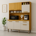 Ver imagem 1 de Cozinha Compacta 6 Portas 1 Gaveta Nápoles Marrom/Cinamomo/Off White Acetinado