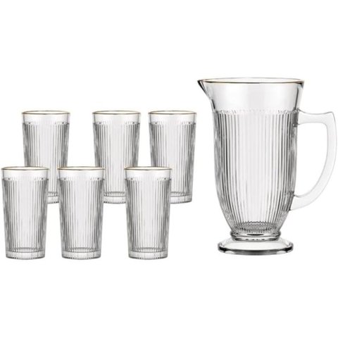 Jarra 1l com 6 Copos 265 Ml de Vidro Lila - Hauskraft