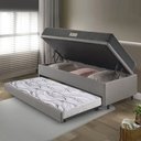 Ver imagem 5 de Bicama Box Baú Solteiro 88x188x42 Courino Linho Cinza com Colchão de Espuma Dual Firme Ecoflex