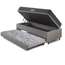 Ver imagem 6 de Bicama Box Baú Solteiro 88x188x42 Courino Linho Cinza com Colchão de Espuma Dual Firme Ecoflex