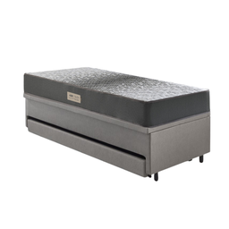 Bicama Box Baú Solteiro 88x188x42 Courino Linho Cinza com Colchão de Espuma Dual Firme Ecoflex - 11