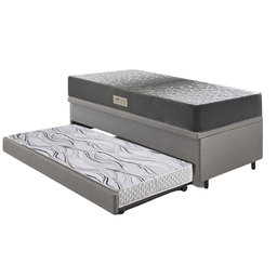 Bicama Box Baú Solteiro 88x188x42 Courino Linho Cinza com Colchão de Espuma Dual Firme Ecoflex - 10