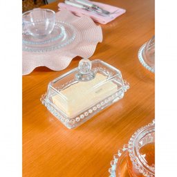 Kit Queijeira + Manteigueira + Açucareiro + Meleira + Travessa Pearl Wolff Transparente - 7