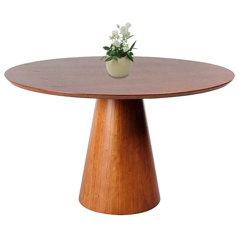 Mesa de Jantar Cone Base Mel Tampo Redondo 90cm Laminado  **SOMENTE A MESA**