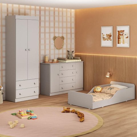 Quarto Infantil Completo com Minicama Montessoriana e Colchão Incluso Encanto Multimóveis MP4893