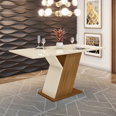 Mesa de Jantar com Tampo em MDF 160cm com Vidro Zuri Casa 812