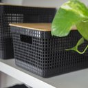 Ver imagem 4 de Kit de Cestos Organizadores com Tampa de Bambu ou 3 Peças Linha Grid