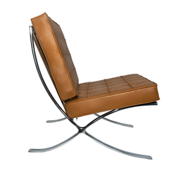Poltrona Barcelona Base Inox Couro Natural Legitimo:caramelo - 3