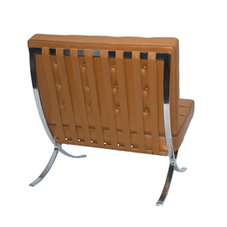Poltrona Barcelona Base Inox Couro Natural Legitimo:caramelo - 4