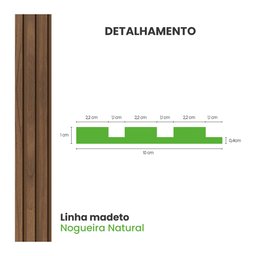Painel Ripado Laminado de Eva Autocolante Rpdol 10cm Linha Madeto Nogueira Natural 10 Metros - 3