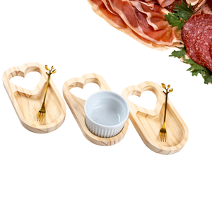 Petisqueira Madeira com Ramequin para Molho Patê Mesa Posta