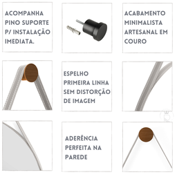Espelho Adnet Decorativo Redondo Banheiro Antigo 60cm + Pino Suporte - 4