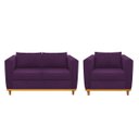 Ver imagem 1 de Kit Sofá 2 Lugares e Poltrona Europa Suede Roxo ADJ Decor