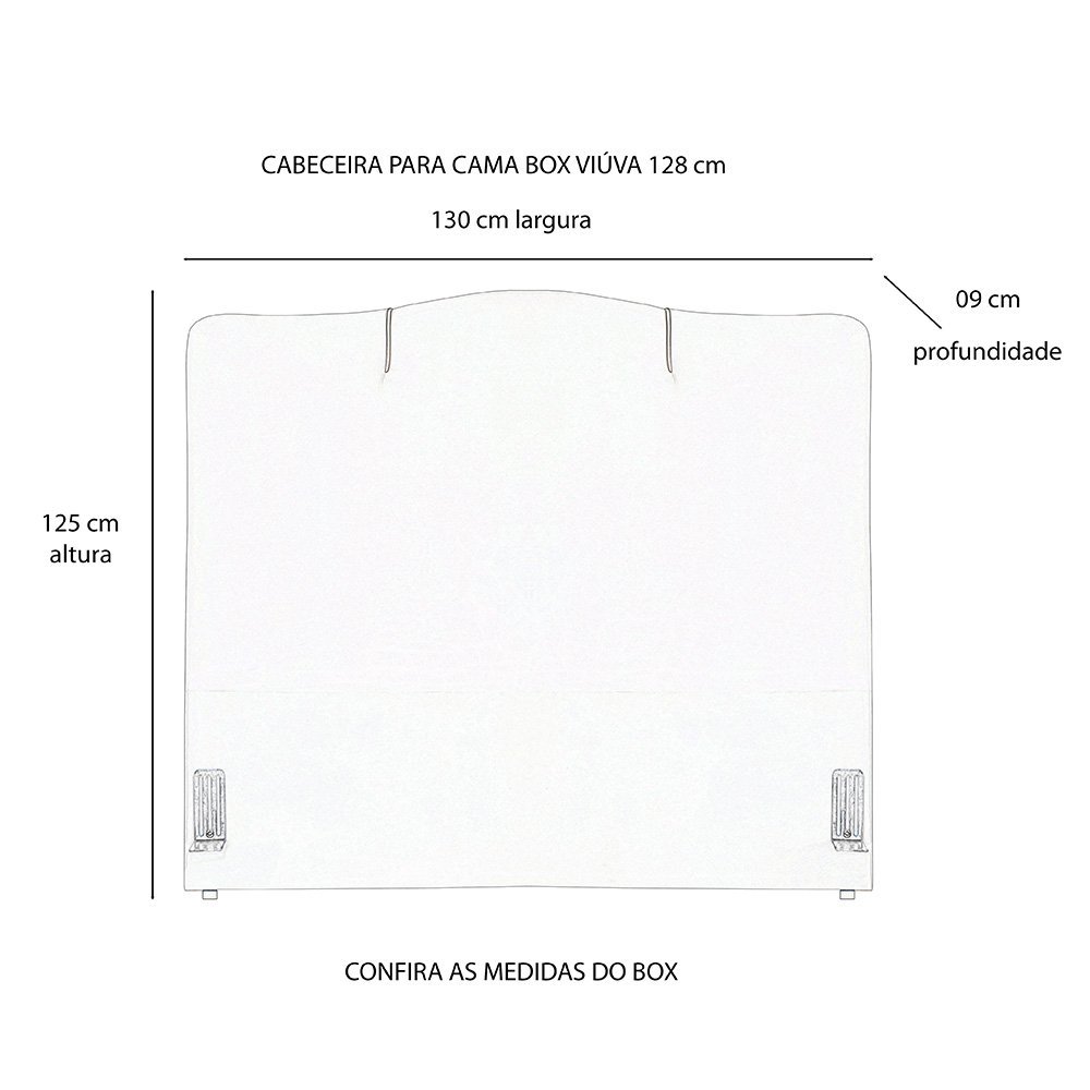 Cabeceira de Cama Box Viúva 128 cm Moscou Inspire House Suede Veludo Cinza claro - 4