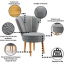 Ver imagem 3 de Cadeira para Sala de Jantar Apartamento Tecido Veludo Base de Madeira Suporta 120kg