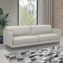 Ver imagem 1 de Sofá Decorativo Anthony 3 Lugares Sala de Estar 240cm Pés em Aço Couro Off White G88 - Gran Belo
