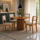 Ver imagem 2 de 4 Cadeiras Sala de Jantar Clara Madeira MDF Telinha Ratan