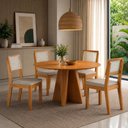 Ver imagem 3 de 4 Cadeiras Sala de Jantar Clara Madeira MDF Telinha Ratan