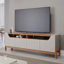 Ver imagem 2 de Rack Bancada Moema 100% MDF 4 Portas e 2 Prateleiras Design Moderno - Off White