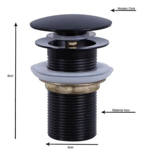 CUBA DE APOIO QUADRADA BANHEIRO PRETA 30CM COM VALVULA CLICK - 5