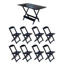 Ver imagem 1 de Conjunto Mesa De Madeira Dobravel 1,20X70 Preto 8 Cadeiras - Marrom