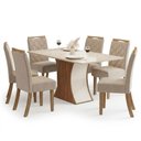 Ver imagem 5 de Conjunto Sala de Jantar Layla Confort 6 Lugares Tampo MDF Cadeiras Estofadas Off White 160cm Casa