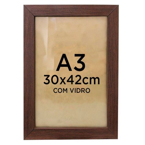 Moldura Quadro A3 30 X 42 Cm Diploma Certificado Foto com Vidro Empório do Adesivo Moldura Madeira e