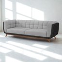 Ver imagem 3 de Sofá 2 Lugares 180cm com Pés em Madeira Linha Premium Compose Linho Cinza Courino Preto Luxo Sala Re