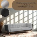 Ver imagem 4 de Sofá 2 Lugares 180cm com Pés em Madeira Linha Premium Compose Linho Cinza Courino Preto Luxo Sala Re