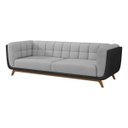 Ver imagem 2 de Sofá 2 Lugares 180cm com Pés em Madeira Linha Premium Compose Linho Cinza Courino Preto Luxo Sala Re