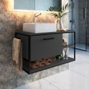 Ver imagem 1 de Gabinete Suspenso para Banheiro 80cm sem Cuba P1007 Placa e Ponto- Grafite