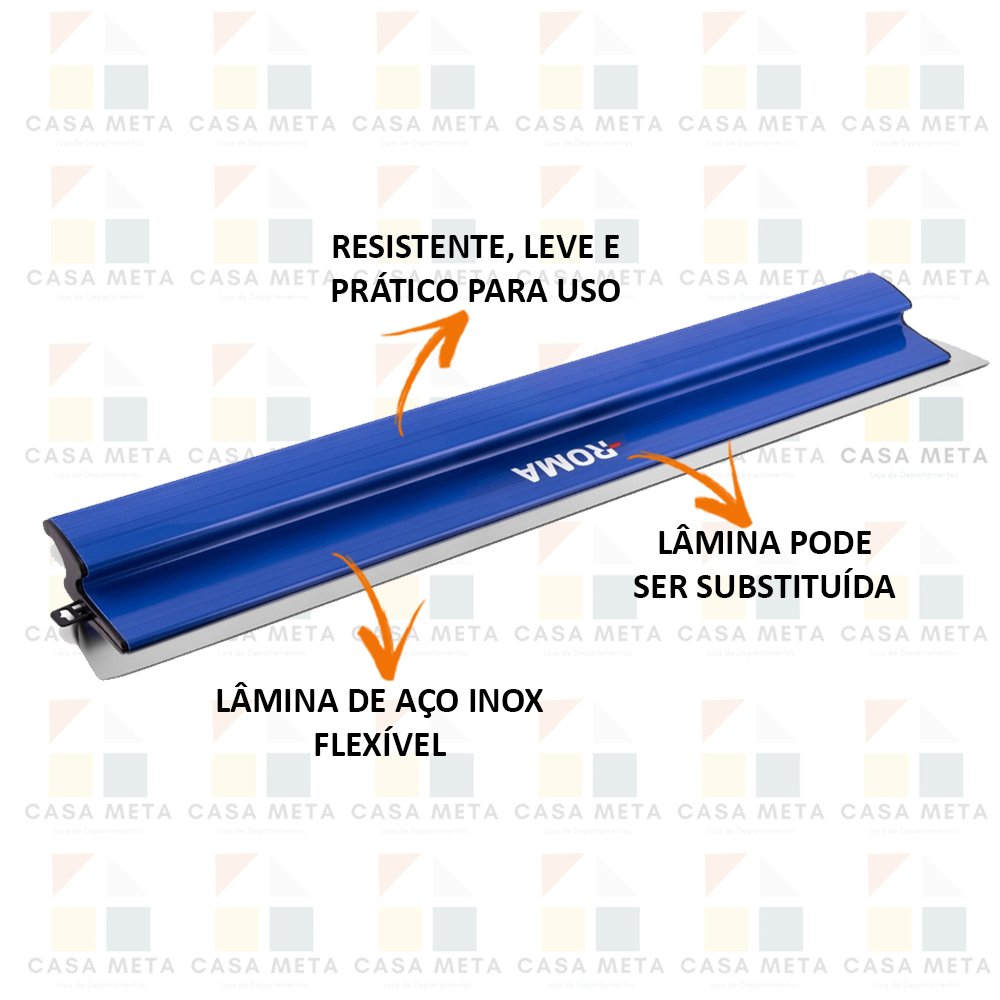 Desempenadeira Berox Massa Corrida Aço Inox Nivel Pro 100Cm - 2