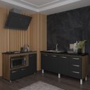 Ver imagem 3 de Balcão Cozinha Gabinete de Pia 160 Cm Estela e Balcão para Fogão Cooktop 4 Bocas e Forno Elétrico Al