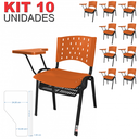 Ver imagem 2 de Cadeira Universitária Plástica Laranja Porta Livros Plástico 10 Unidades Prancheta Plástica - Ultra