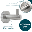 Ver imagem 3 de Gancho Cabide Simples De Parede Inox Escovado Toalheiro Acessório Para Banheiro Luxo Multiuso Cabide