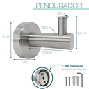 Ver imagem 4 de Gancho Cabide Simples De Parede Inox Escovado Toalheiro Acessório Para Banheiro Luxo Multiuso Cabide