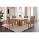 Ver imagem 1 de Conjunto Sala de Jantar Mesa Olímpia 90cm Tampo em Mdf Canto Copo e 4 Cadeiras Liz Moderna