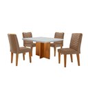 Ver imagem 2 de Conjunto Sala de Jantar Mesa Olímpia 90cm Tampo em Mdf Canto Copo e 4 Cadeiras Liz Moderna