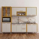 Ver imagem 2 de Cozinha Modulada Dafne 13 Portas 2 Gavetões 100% MDF com Cristaleira Espaço para Cooktop Mobilihouse