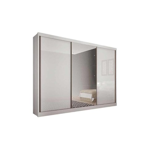 Guarda Roupa Casal 3 Portas de Correr e 4 Gavetas C/ 1 Espelho Diamond/toulon Plus Branco - Novo